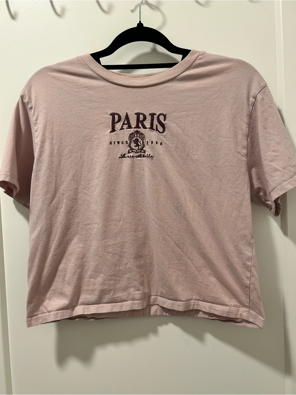 Organic Collective Paris Graphic Crop Tee Dusty Rose Mauve M